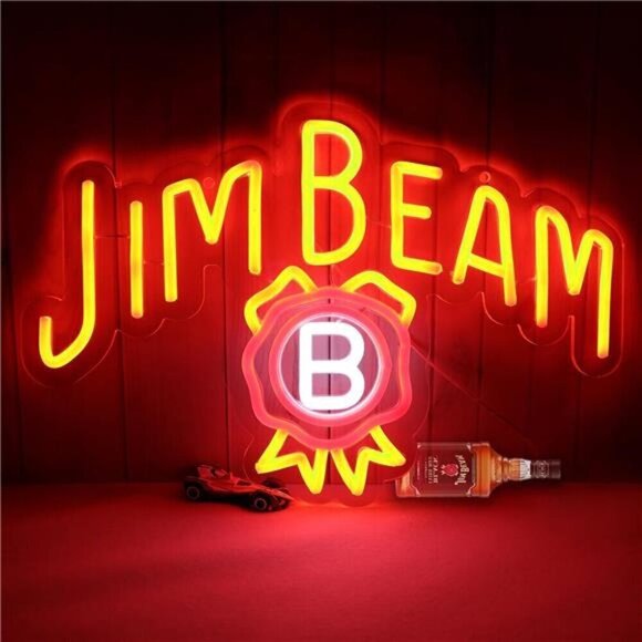 Jim Beam Whiskey LED Neon Light Wall Decor Signs Acrylic Bar Man Cave, Bedroom - Picture 1 of 7